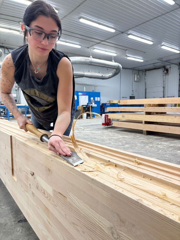 Cornerstone Timberframes team member involved in mass timber coordination and fabrication planning