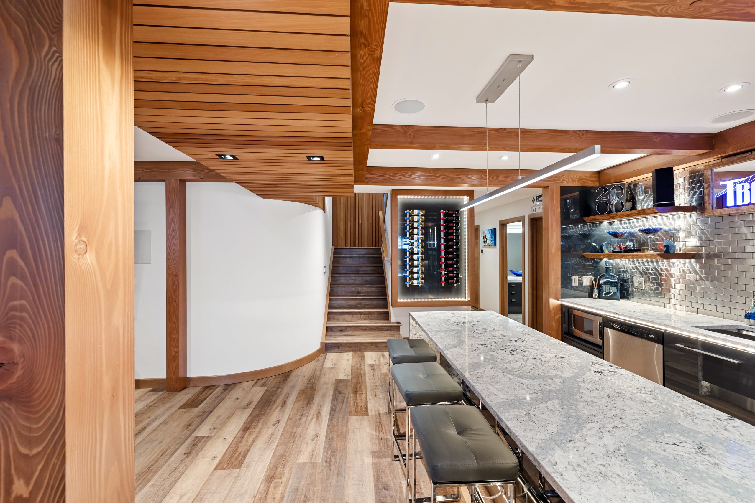 Glenwood Way timber frame residence by Cornerstone Timberframes